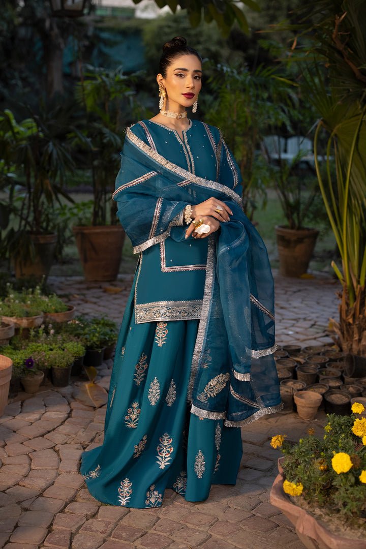 Blue Raw Silk Ensemble Suit - Twilight - Image 3