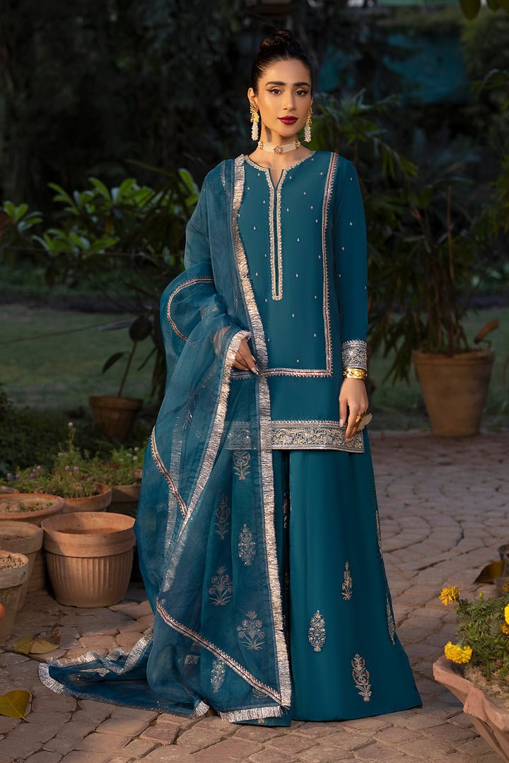 Blue Raw Silk Ensemble Suit - Twilight - Image 4