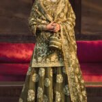 mehndi green organza short shirt - Malika Jan