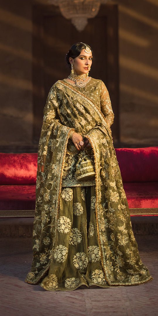 mehndi green organza short shirt - Malika Jan - Image 7