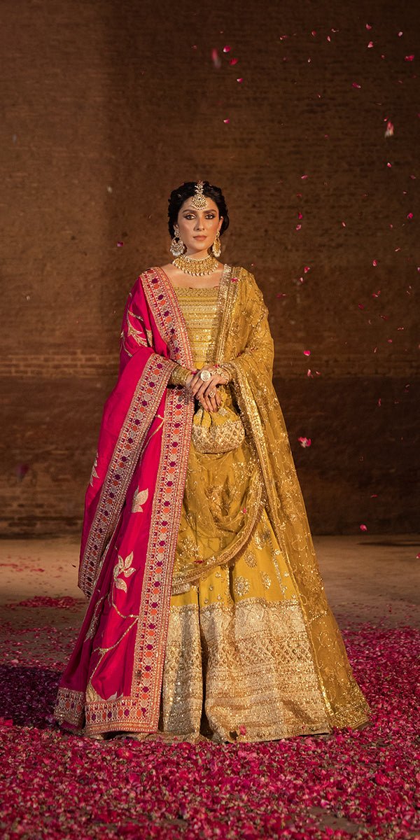 Emboroided Mustard Raw Silk Choli - Maharani
