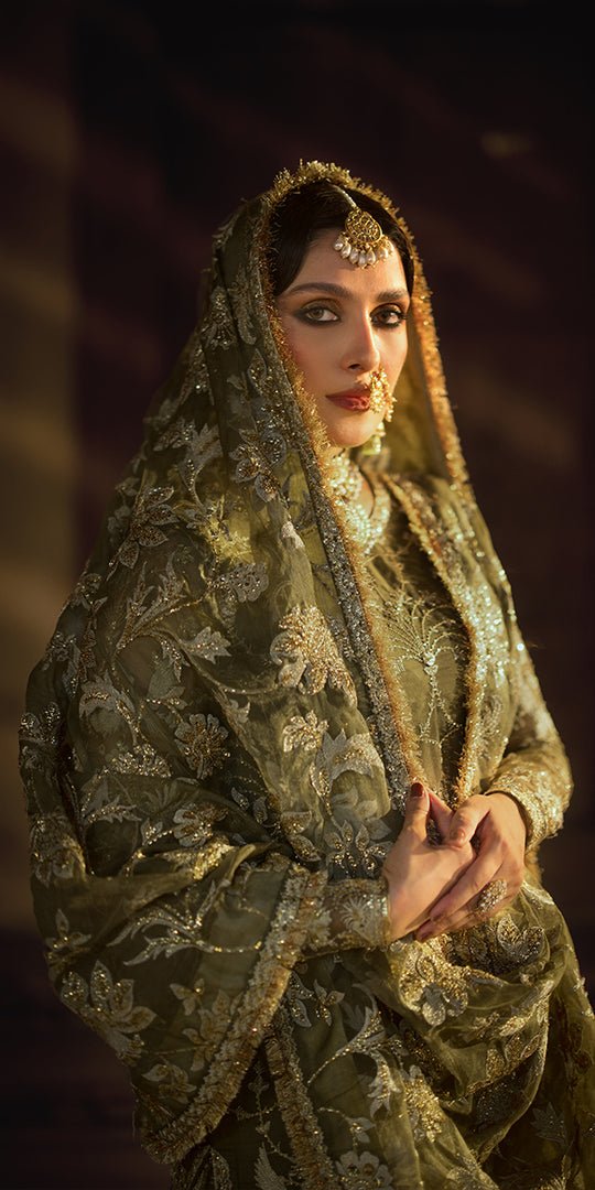 mehndi green organza short shirt - Malika Jan - Image 5