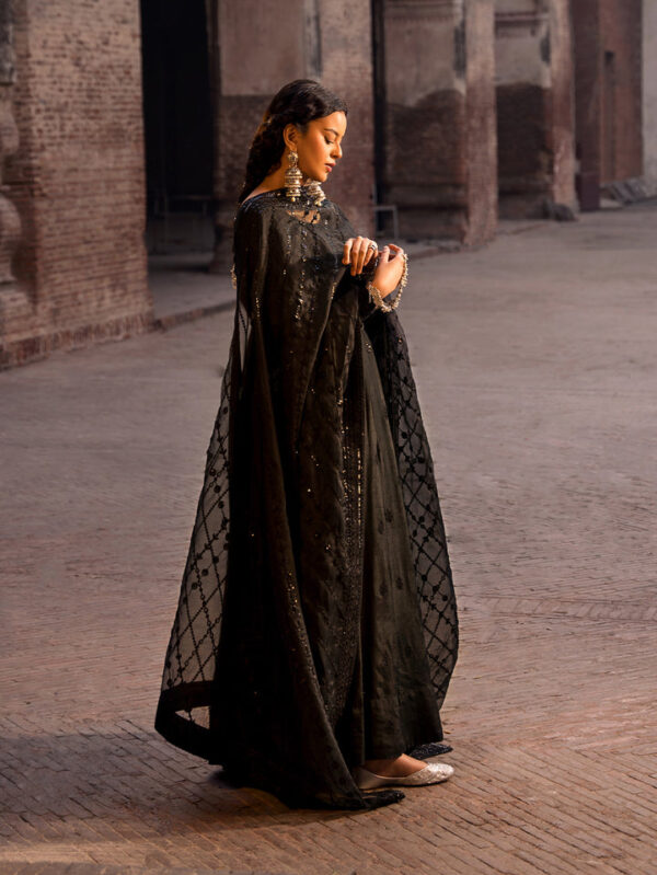 Luxurious Plain Black Raw Silk - Mumtaz