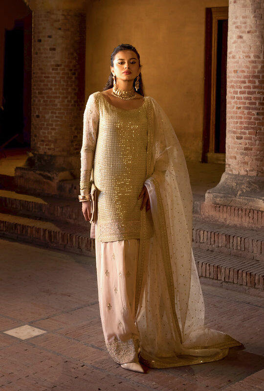 Raw Silk Dust Pink Set Of Shalwar And Shirt - Zeb un Nisa