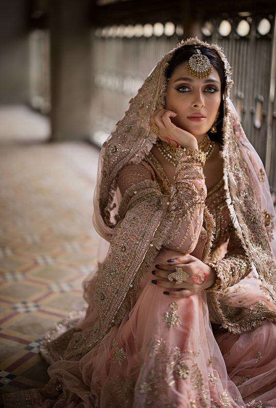 Tea Pink Ensemble With Pearls & Naqshi - SAHIBA