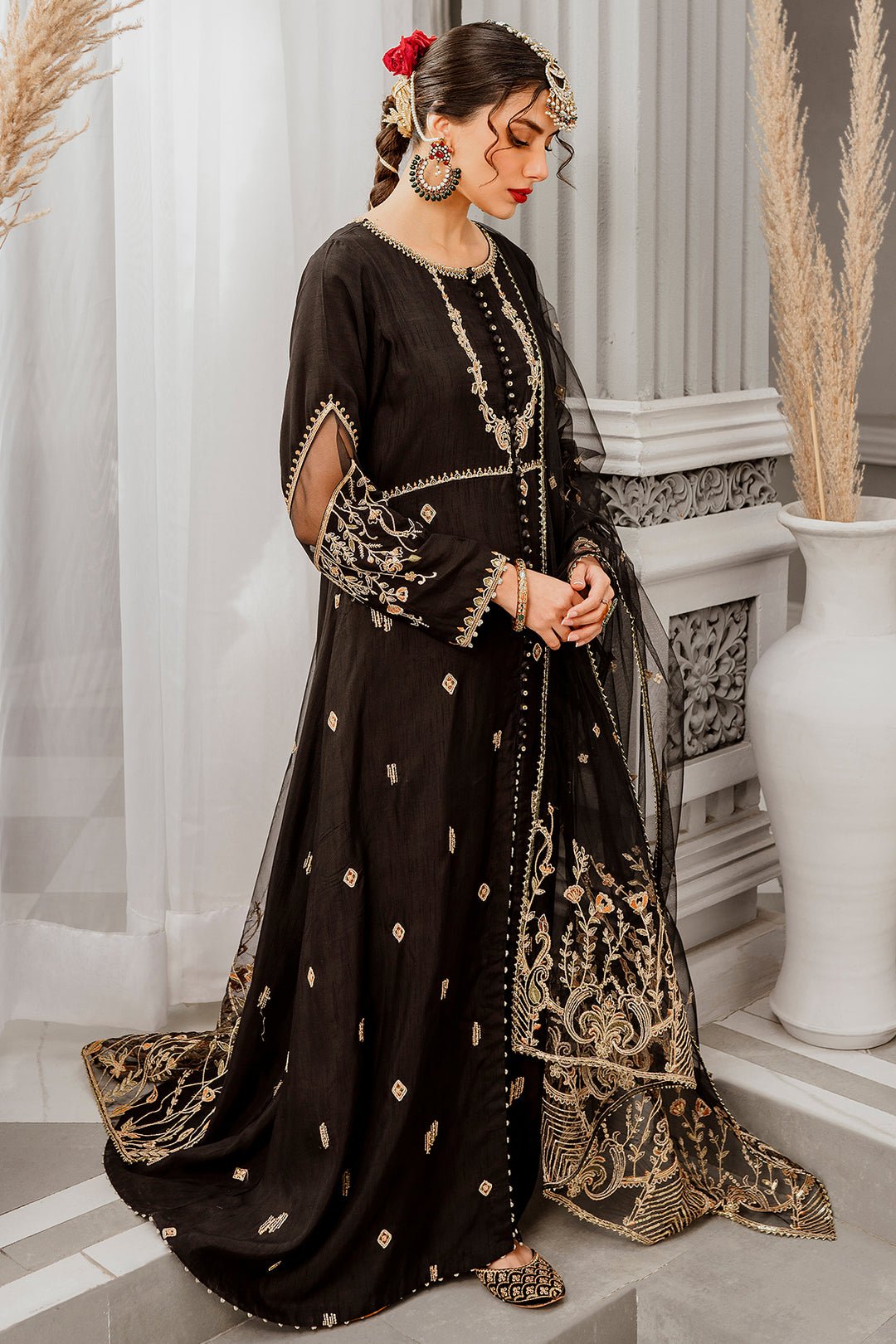 Luxury Raw Silk Black Suit - MOONSTONE - Image 5