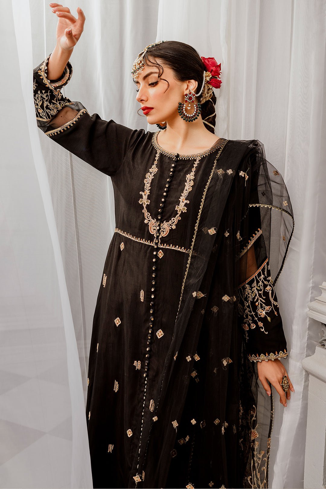 Luxury Raw Silk Black Suit - MOONSTONE - Image 4