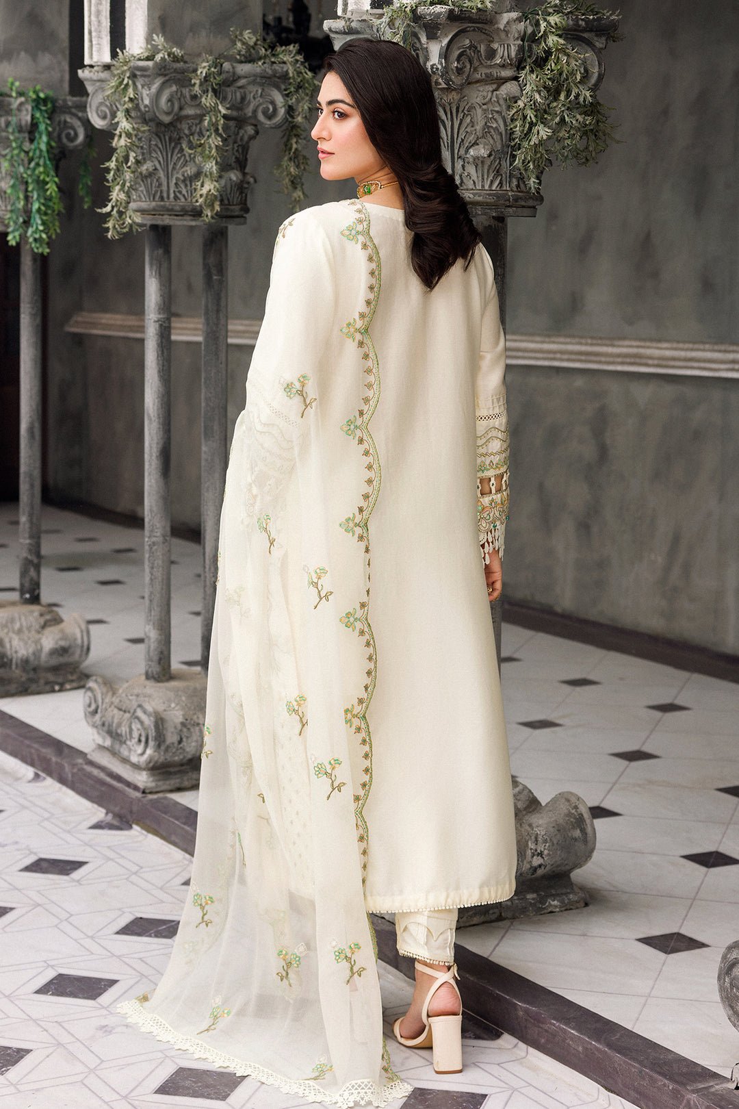 Luxury Organza Off White Suit - Motiya - Image 5