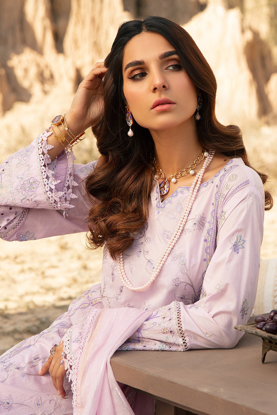 Luxury Lawn Lavender Suit - Fahang - Image 3