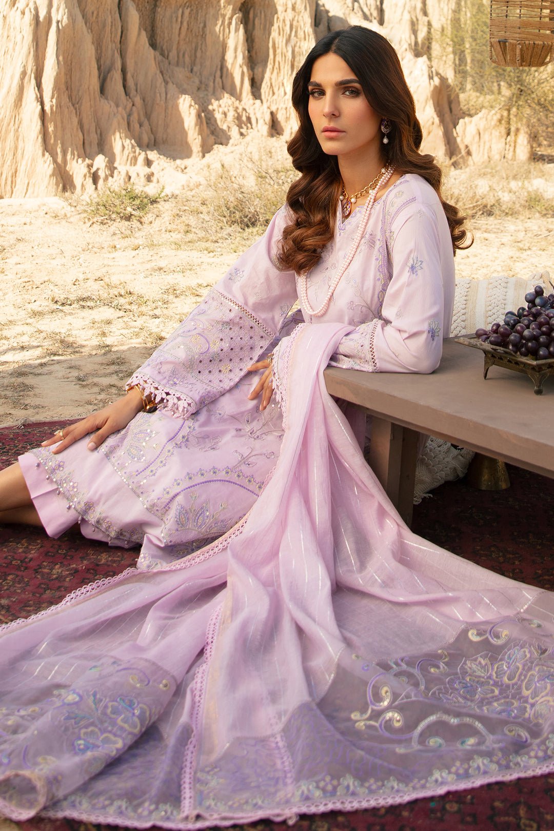 Luxury Lawn Lavender Suit - Fahang - Image 6