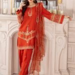 Luxury Slub Raw Silk Orange Suit - SYARA