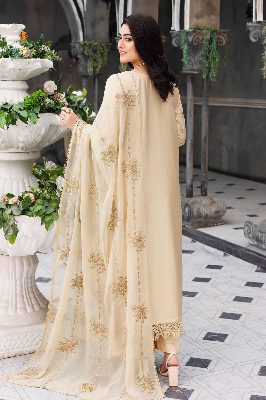 Luxury Organza Skin Gold Suit - Muskan - Image 5