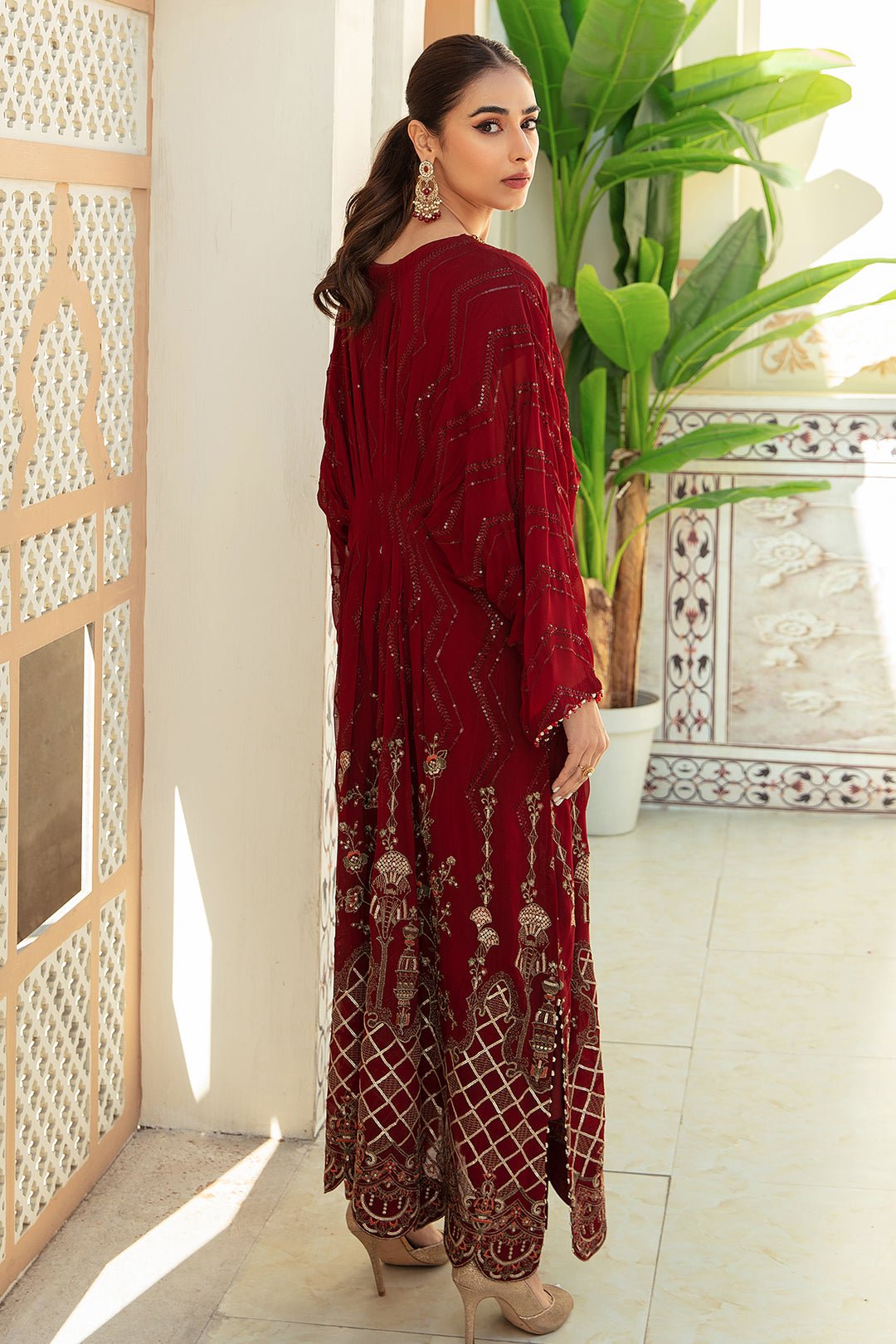 luxury Smoky Georgette Red Suit - ROSE FOREST - Image 7