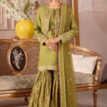 Luxury Pakistani Raw Silk Mehndi Green Suit - EVA