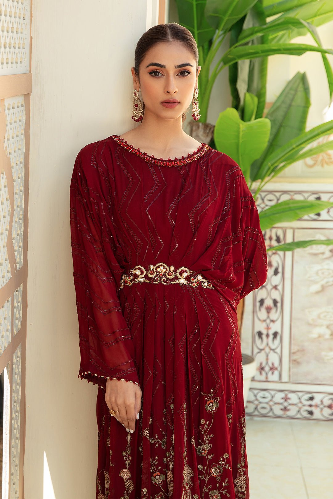 luxury Smoky Georgette Red Suit - ROSE FOREST - Image 6