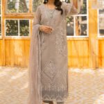 Luxurious Organza Grey Suit - Linear