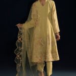Luxury Cotton Organza Pear Green Suit - Peridot