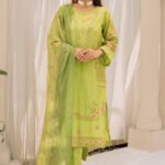 Luxury Lawn Parrot Green Suit - LONDONITE
