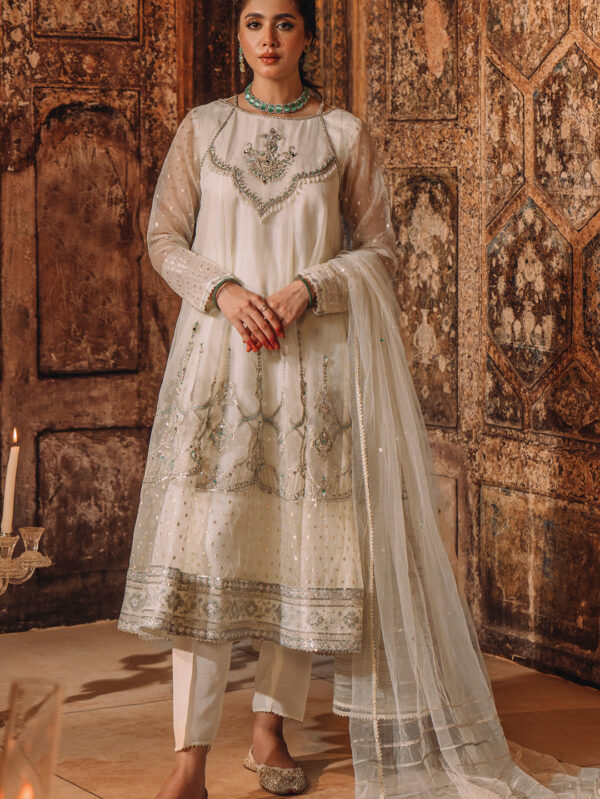 Luxury Organza Frost White - SHAHWAIZ