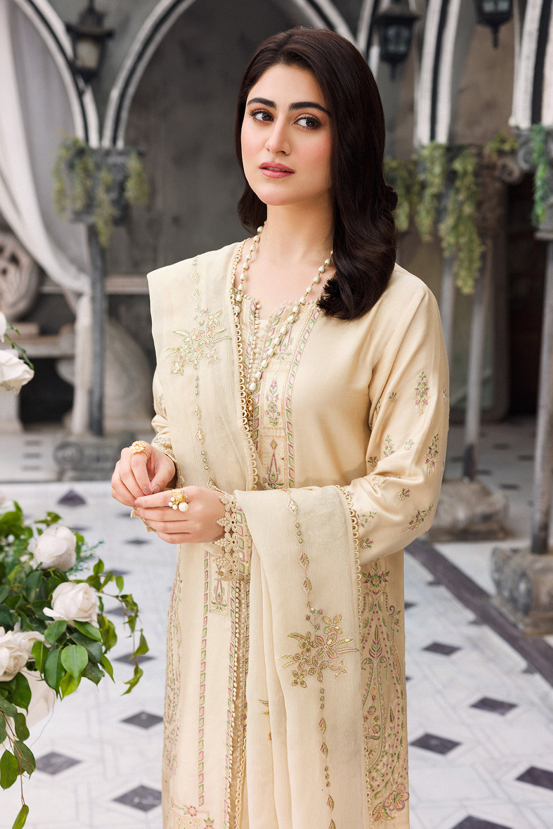 Luxury Organza Skin Gold Suit - Muskan - Image 2