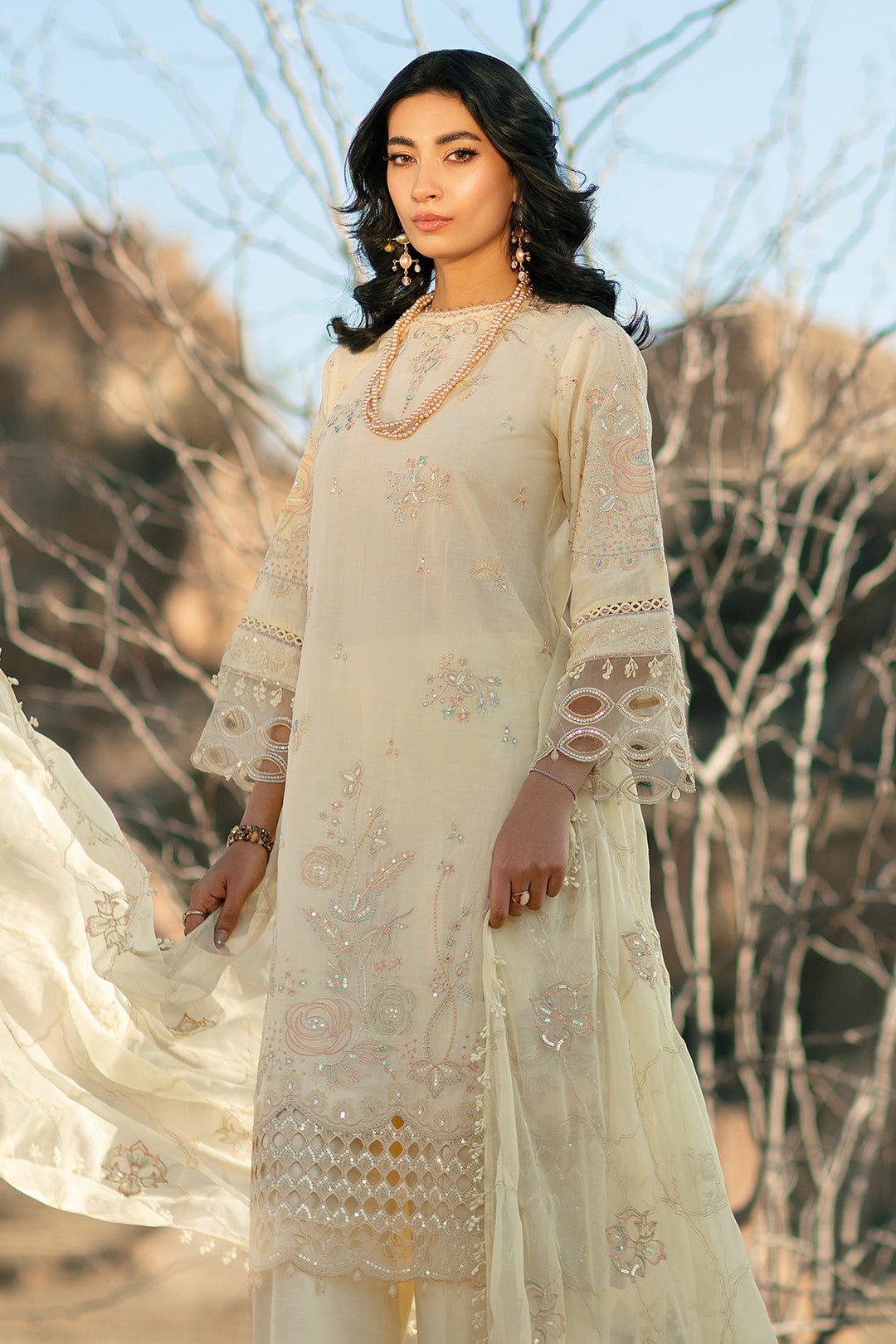 Luxury Lawn Light Yellow Suit - Nazakat