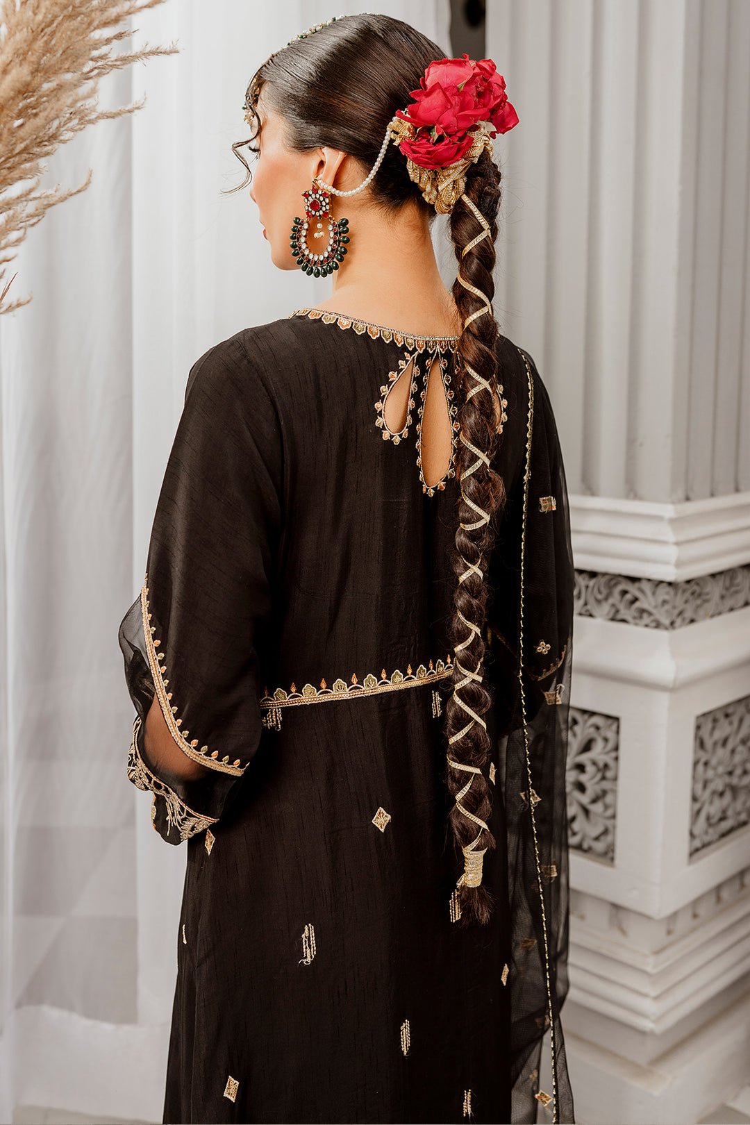 Luxury Raw Silk Black Suit - MOONSTONE - Image 3