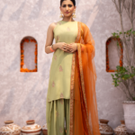 Apple Green Raw Silk Embroidered Shirt - Gulbahar