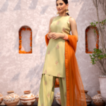 Apple Green Raw Silk Suit - Gulbahar
