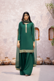 Emerald Green Raw Silk Shirt - Lily