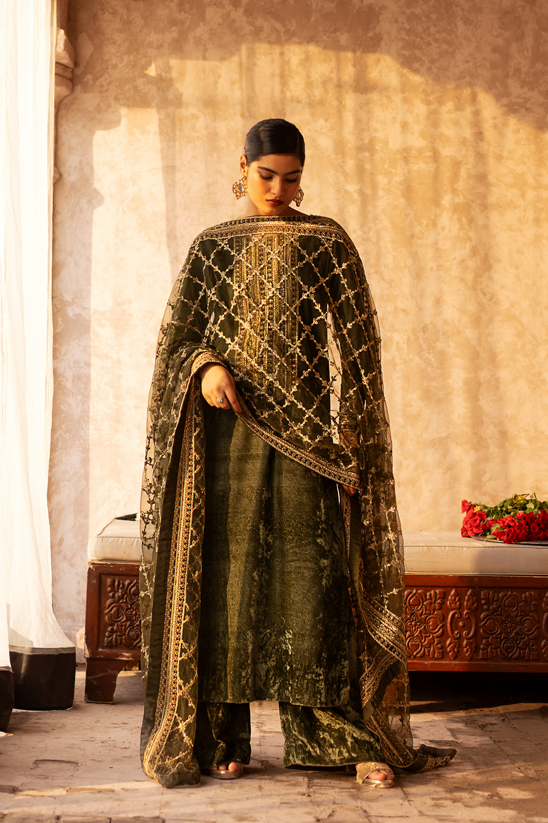 Green Velvet Suit - Hena - Image 5