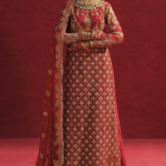lure Of Pink-Red And Golden Embellished Traditional Wedding Dress - Deeba