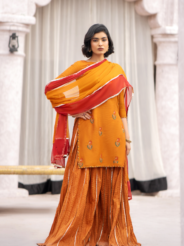 Rust Indian Raw Silk Suit - Guldaudi