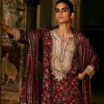 Printed Silk Suit Set - Red