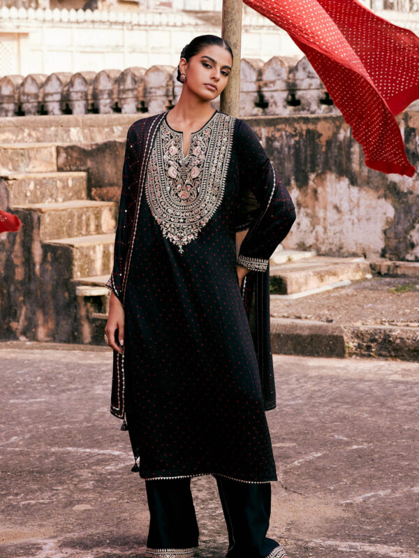 Silk Kurta Set - Black