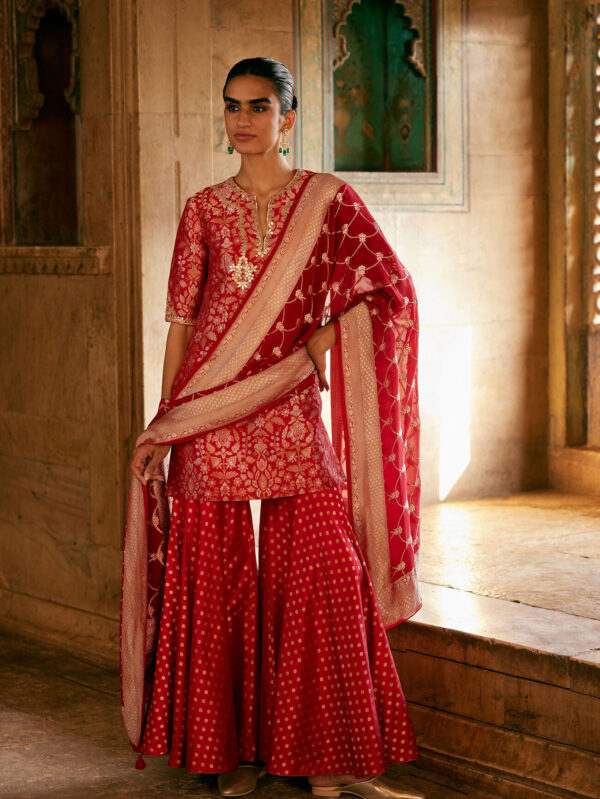 Silk Sharara Set - Red