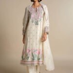 Libna Embroidered Mul Suit Set - White