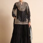 Gota Patti Silk Sharara Set - Black