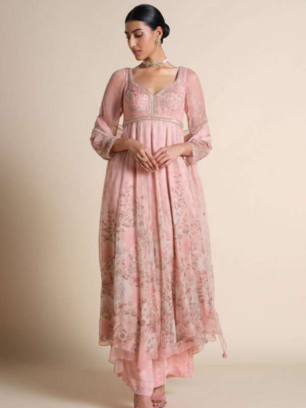 Aria Silk Anarkali Silk Set - Blush