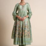 Silk Anarkali Set - Sage