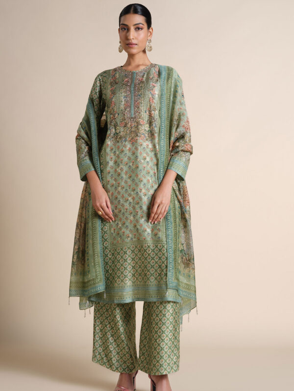 Moira Silk Suit Set - Sage