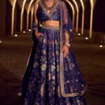 Bhramana Shimmery Lehenga Set in Blue