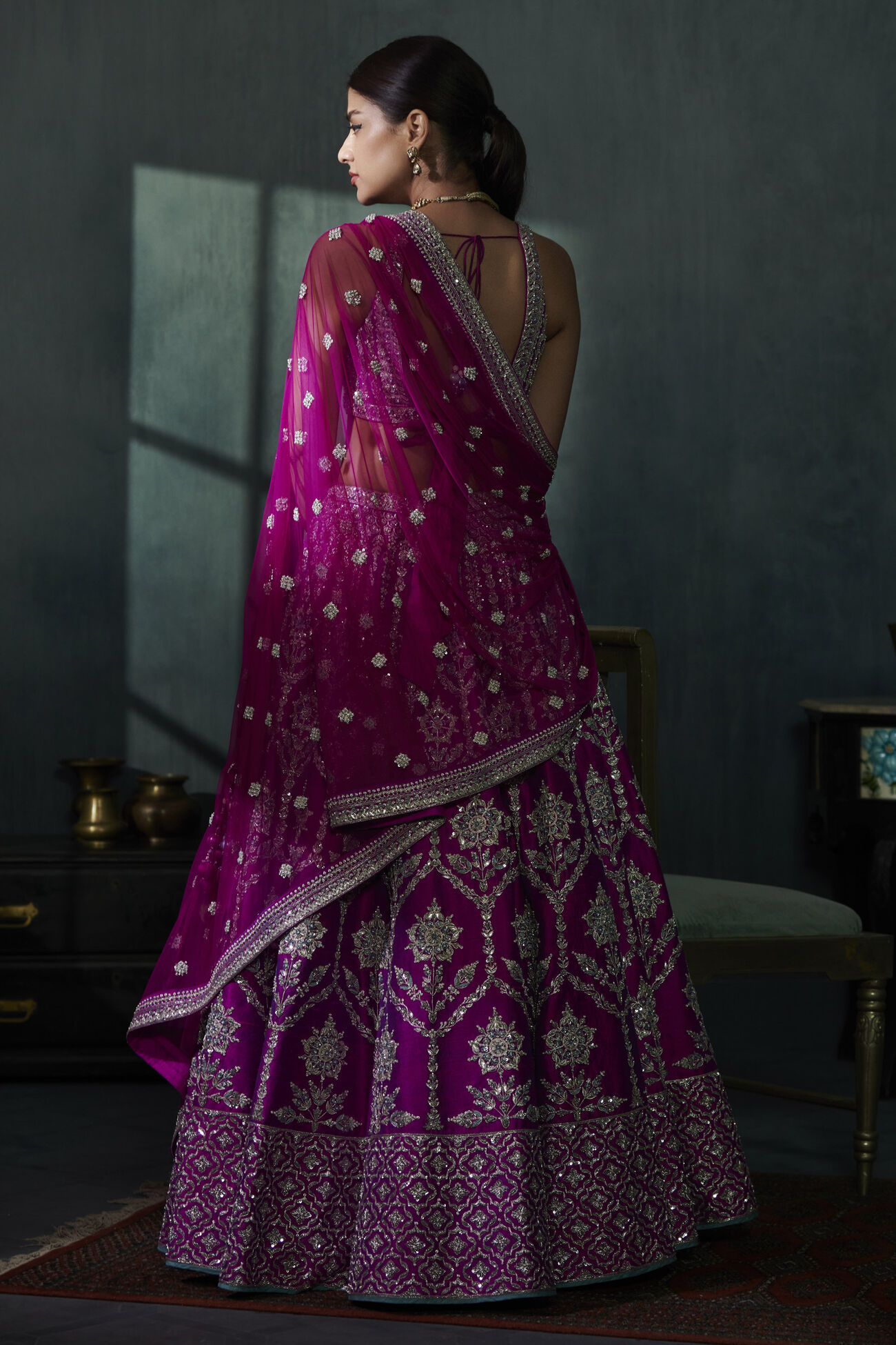 Eshma Regal Lehenga Set in Vivid Violet - Image 3