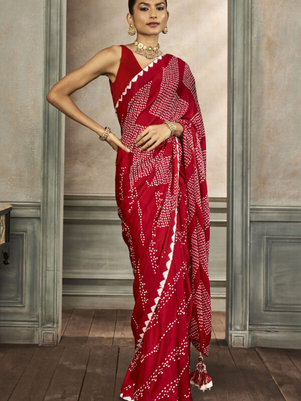 Bandhani Silk Saree - Red