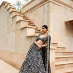 Silk Lehenga - Navy Blue