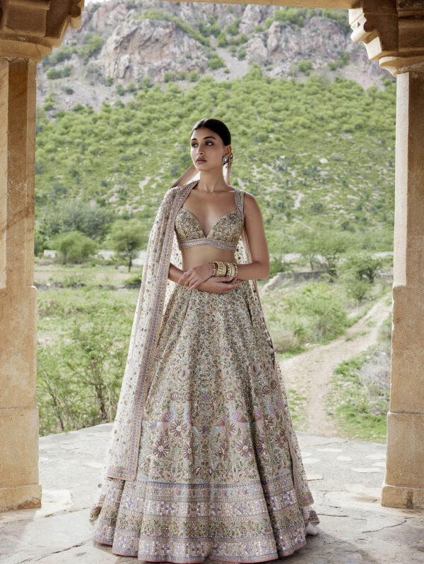 Silk Lehenga - Beige