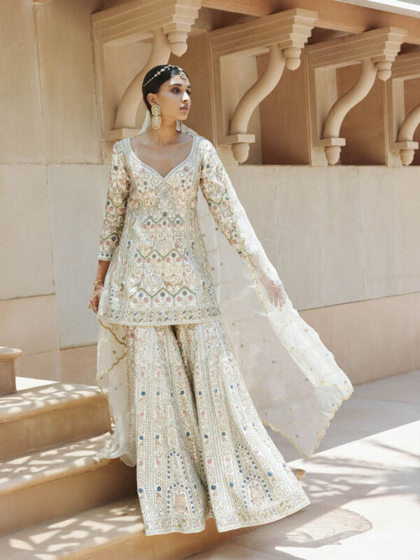 Silk Gharara Set - Ivory