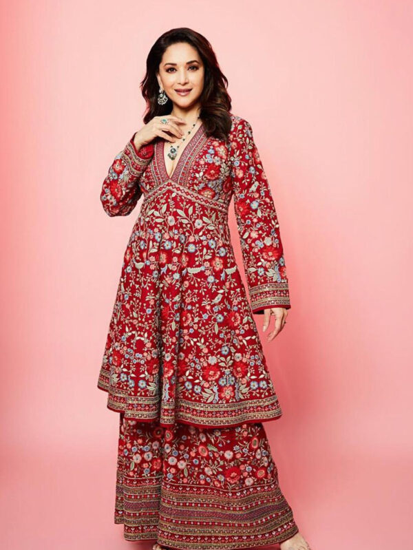 Zardozi Silk Kurta Set - Red