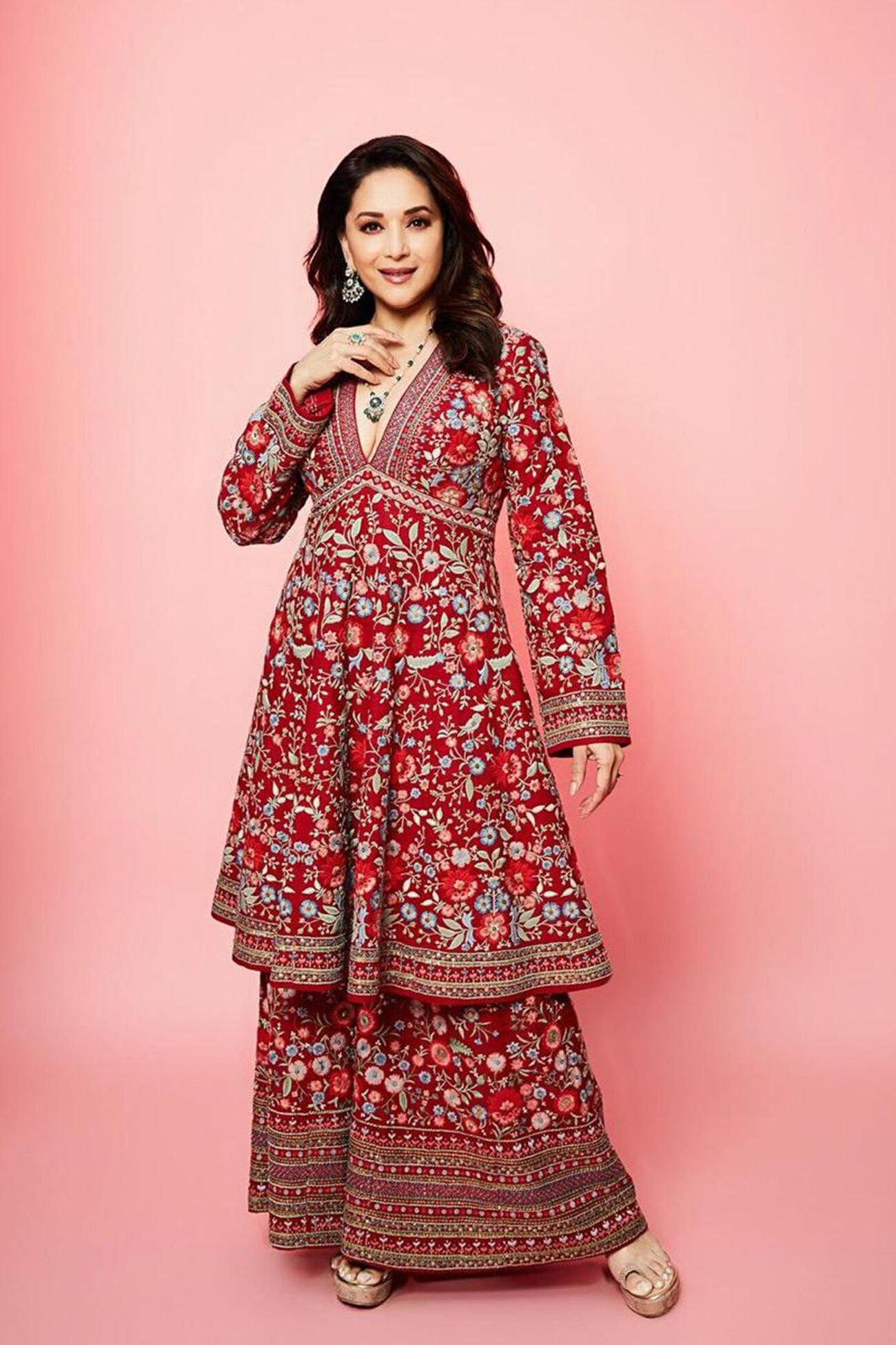 Zardozi Silk Kurta Set - Red
