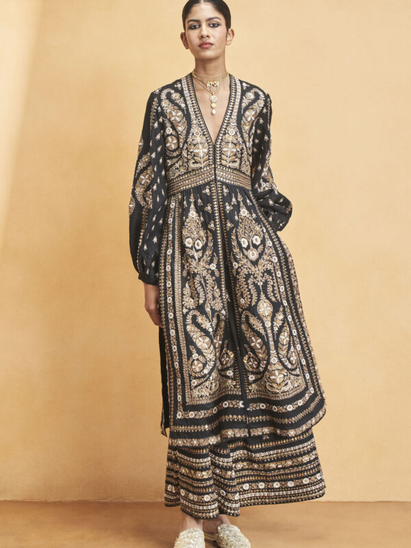 Silk Kurta Set - Black