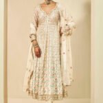 Embroidered Silk Anarkali - Cream
